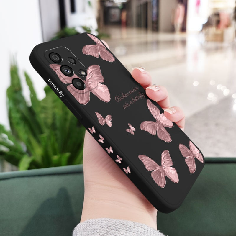 Flower Butterfly Love Phone Case For Samsung Liquid Silicone Cover - ShieldSleek