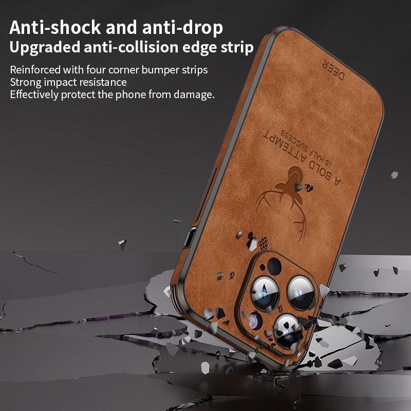 Luxury Deer Leather Phone Case For iPhone - ShieldSleek