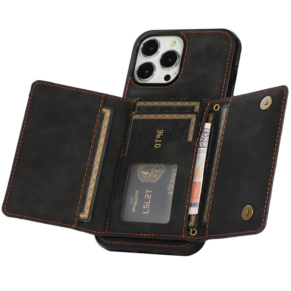 retro-folded-iphone-leather-wallet-case - ShieldSleek