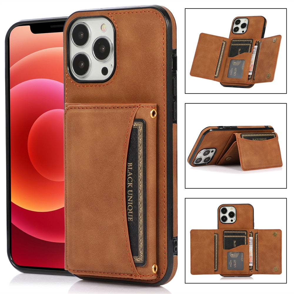 retro-folded-iphone-leather-wallet-case - ShieldSleek